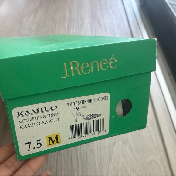 J.Renee White Satin Rhinestone Shoes - Picture 1 of 7